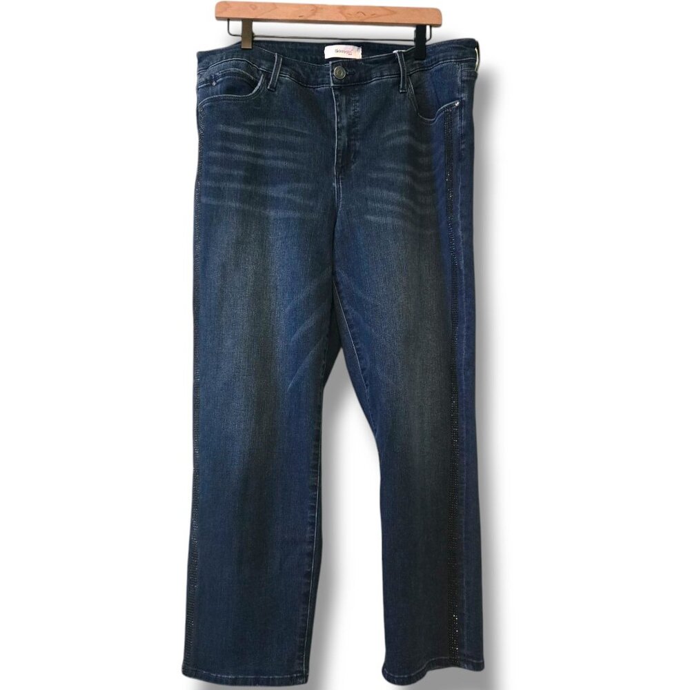 SkinnyGirl jeans womens 32/14 Medium Wash Celeste Straight ankle rhinestone